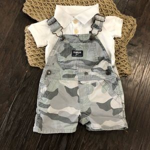 Baby boy 2-pc shortalls & polo bodysuit.